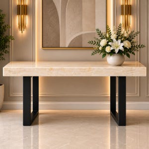 Konsolbord i vitt onyx Lyxiga entrémöbler Handgjort stensoffa Modernt hallbord (endast bordsskiva)