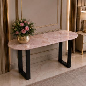 Pink Onyx Console Table Luxury Marble Entryway Table Oval Stone Furniture Modern Hallway Decor Handmade (only table top)