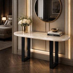 White Onyx Console Table Luxury Marble Entryway Table, Handmade Hallway Furniture, Modern Foyer Accent Decor (only table top)