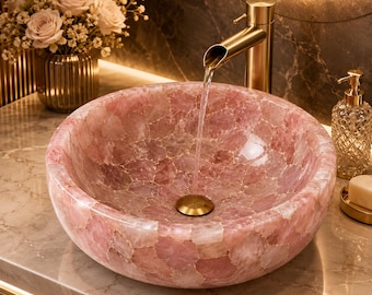 Pink Onyx Sink Vessel Basin Luxury Stone Bathroom Sink Handmade Onyx Wash Basin Natural Stone Vanity Sink Bathroom Decor