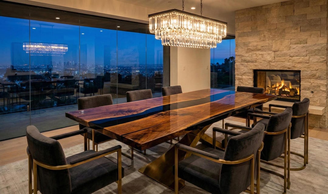 Epoxy Table, Custom Dining Table, Dining Room Table, Live Edge Table ...