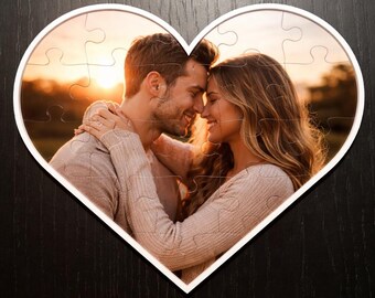 Heart Shaped Photo Jigsaw | Personalized Custom Puzzle with Frame & Stand | Romantic Gift