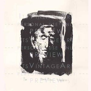 M.B. Herzig Etching – Expressive Portrait – Signed Artist Proof