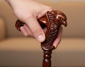 Bastone Da Passeggio In Legno Con Manico Aquila In Ottone - Palissandro, 37 Pollici, Pieghevole
