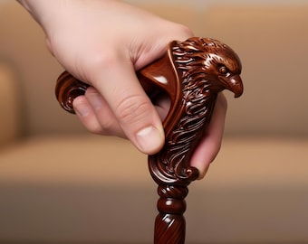 Eagle Head Walking Cane – vintage walking stick, birthday gift, 95cm, brown