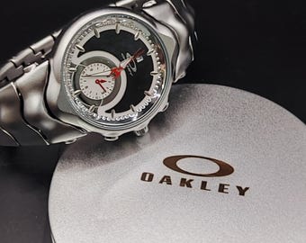 Reloj Oakley estilo Hollow Point – Reloj de pulsera futurista de coleccionista Y2K con esfera negra