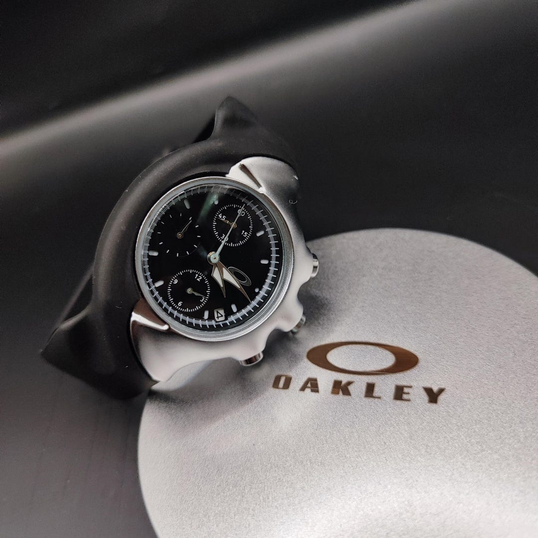Oakley Detonator Style Watch - Black Dial Silver Case Y2K