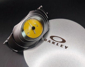 Oakley Timebomb Style Watch – Yellow Dial Steel Case Futuristic Y2K Statement Wristwatch