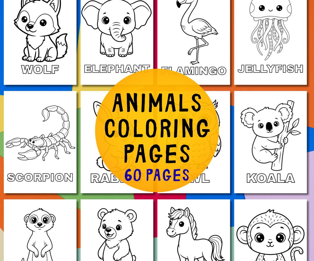 60 Animal Coloring Pages for Kids – Educational Printable (PDF & PNG ...