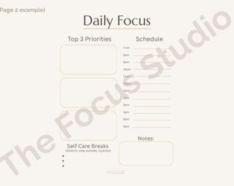 Planificateur de productivité imprimable TDAH - The Focus Studio