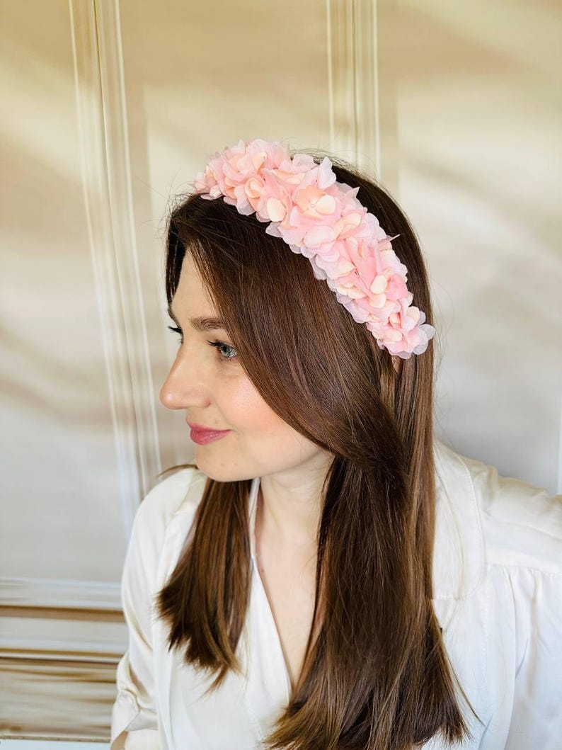 Pink Flower Headband Romantic Blossom Floral Crown Wedding Guest Bridal