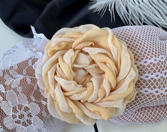 Choker con fiori in chiffon da 3,1", collana con rose da sposa, cravatta floreale, regalo di nozze per lei