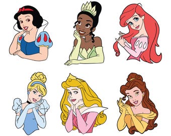 Princess SVG Bundle, Princess svg, Princess party svg, belle svg, aurora svg, ariel svg, snow white svg,