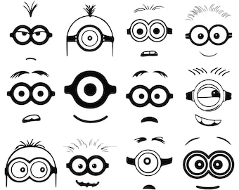 Minion Face Svg Bundle, Minion Svg Bundle, Minions Cricut files, Minions Clipart, Minions Face Clipart, Minion face vector, printable art