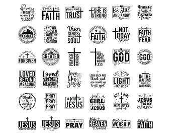 Paquete de SVG cristianos, SVG de versículos bíblicos, SVG de fe, citas religiosas, SVG de las Escrituras, inspiración cristiana, archivos de corte para Cricut y Silhouette