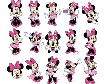 Paquete SVG de Minnie Mouse, Princesa SVG, Cumpleaños de Minnie Mouse, La casa de Minnie Mouse, Cabeza de Minnie SVG, Descarga instantánea