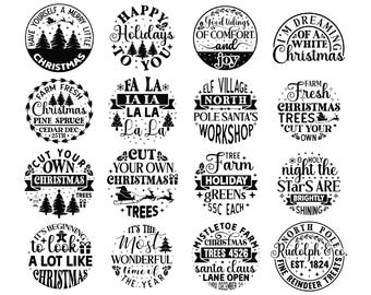Merry Christmas Text Svg Bundle, Christmas Quote Svg, Holiday Lettering Svg Designs, Cricut Silhouette Cut Files, Instant Download