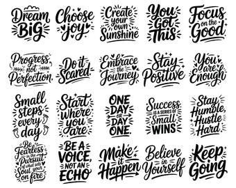 Motivational Svg Bundle, Positive Quote svg, Motivational Svg File, Png Files, Cute Inspirational svg, Positivity Bundle png svg
