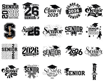 Senior 2026 Svg Bundle, Senior 2026 Shirt Svg,Class of 2026 Svg,Senior Coquette Bow svg,Graduation 2026 SVG, Senior Mom Svg, high school svg