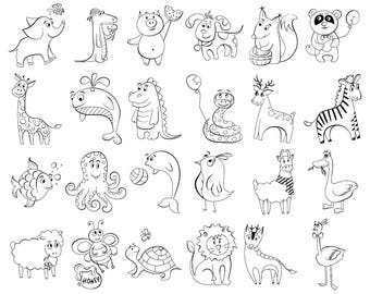 Niedliche Waldtiere, Waldtiere png, Safari SVG, Cricut, svg, Waldtiere png, Kawaii Tiere Clipart, Tiere Umriss
