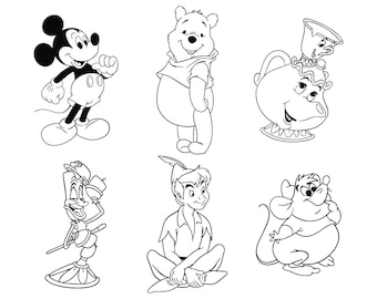 Bundle Cartoon Coloring Pages, Trendy Digital Sheets, Coloring Pages for kids, Birthday Coloring, Printable Sheets, Animated Cartoon Art