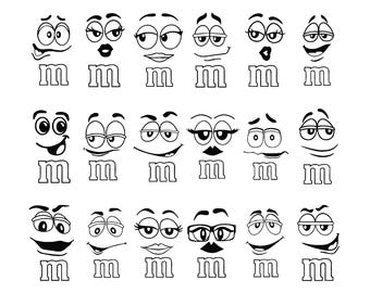 Candy Faces with "M" Svg Png, Lower Case M Candy Faces Svg png, Bundle Faces with M Svg, Candy Svg,M and M Group Costume Svg,Cut File Cricut