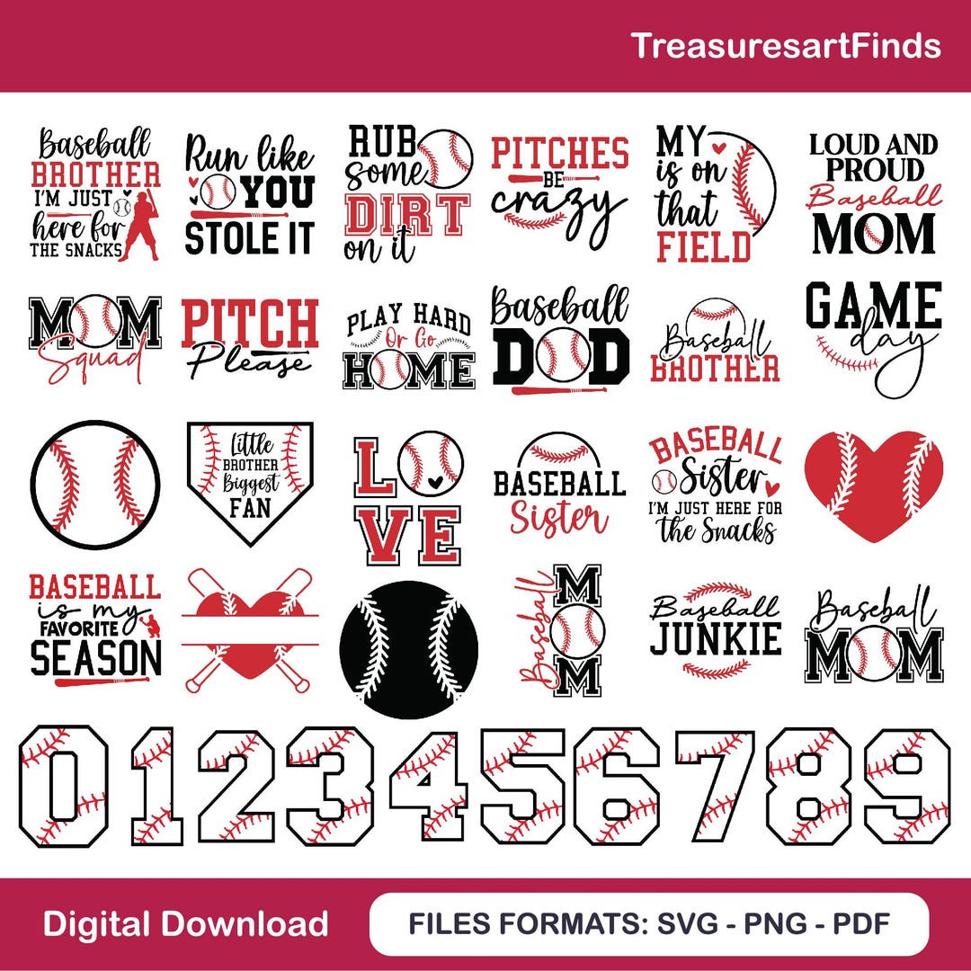 Baseball SVG Bundle – Editable Baseball Graphics for Shirts, Tumblers ...