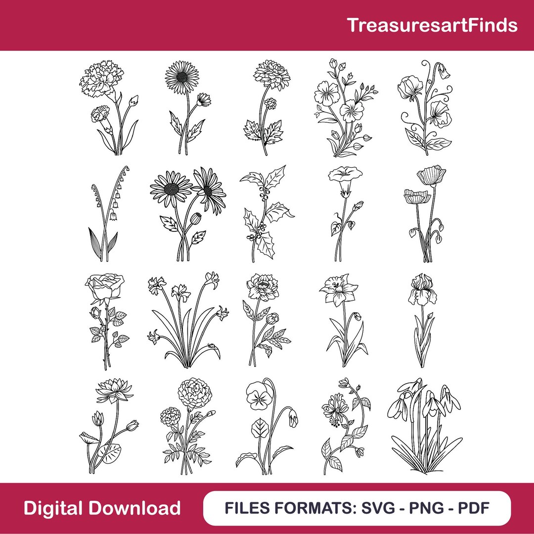 Floral Svg Bundle, Flower Svg Bundle, Flowers Bundle SVG, Wildflower ...