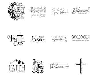 Paquete de SVG cristianos, SVG de versículos bíblicos, SVG de fe, citas religiosas, SVG de las Escrituras, inspiración cristiana, archivos de corte para Cricut y Silhouette