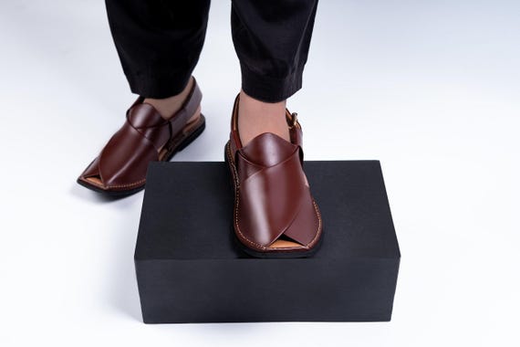 Handmade Peshawari Sandals Cowhide Leather | Custom Size & Color | Traditional Style Peshawari Chappal