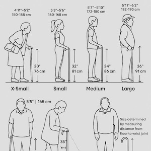 Acrylic Walking Stick Cane Size Chart
