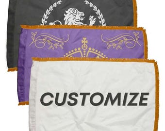 Custom Double-Sided Fringed Country Flag | Personalized Logo, Business Banner, Event Decor