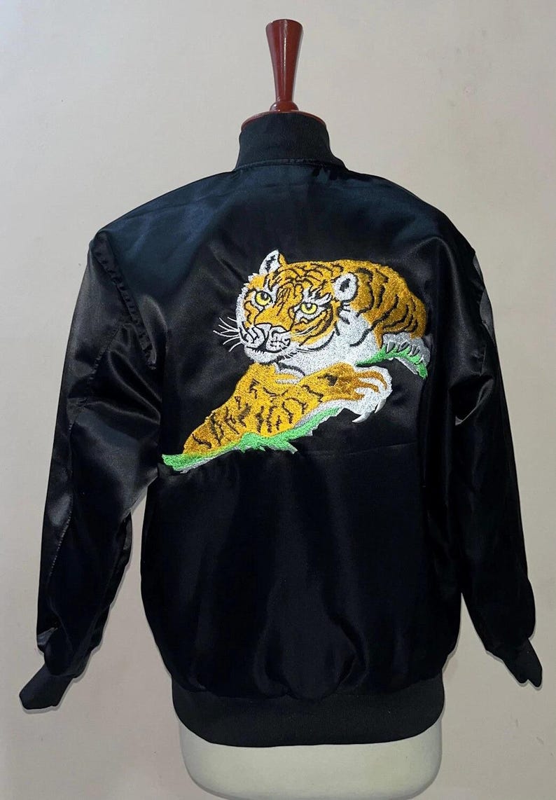 Tiger Embroidered Black Jacket