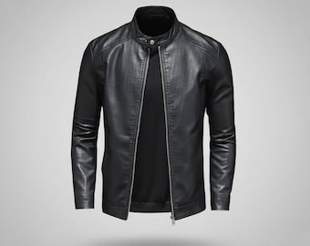 Men's Black Sheepskin Leather Jacket – Slim Fit Handmade Soft Coat