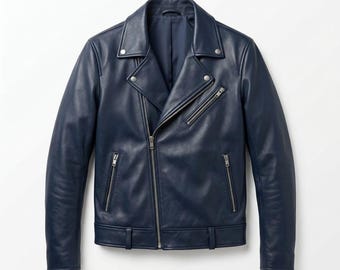 Men’s Genuine Sheepskin Biker Leather Jacket – Slim Fit Jacket – Handmade Motorcycle Style – Rider Outerwear