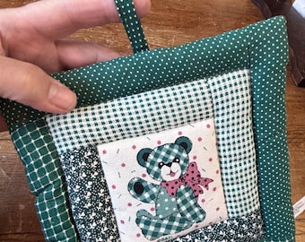 Teddy Bear Potholder B&D Vintage Quilted trivet or oven potholder.