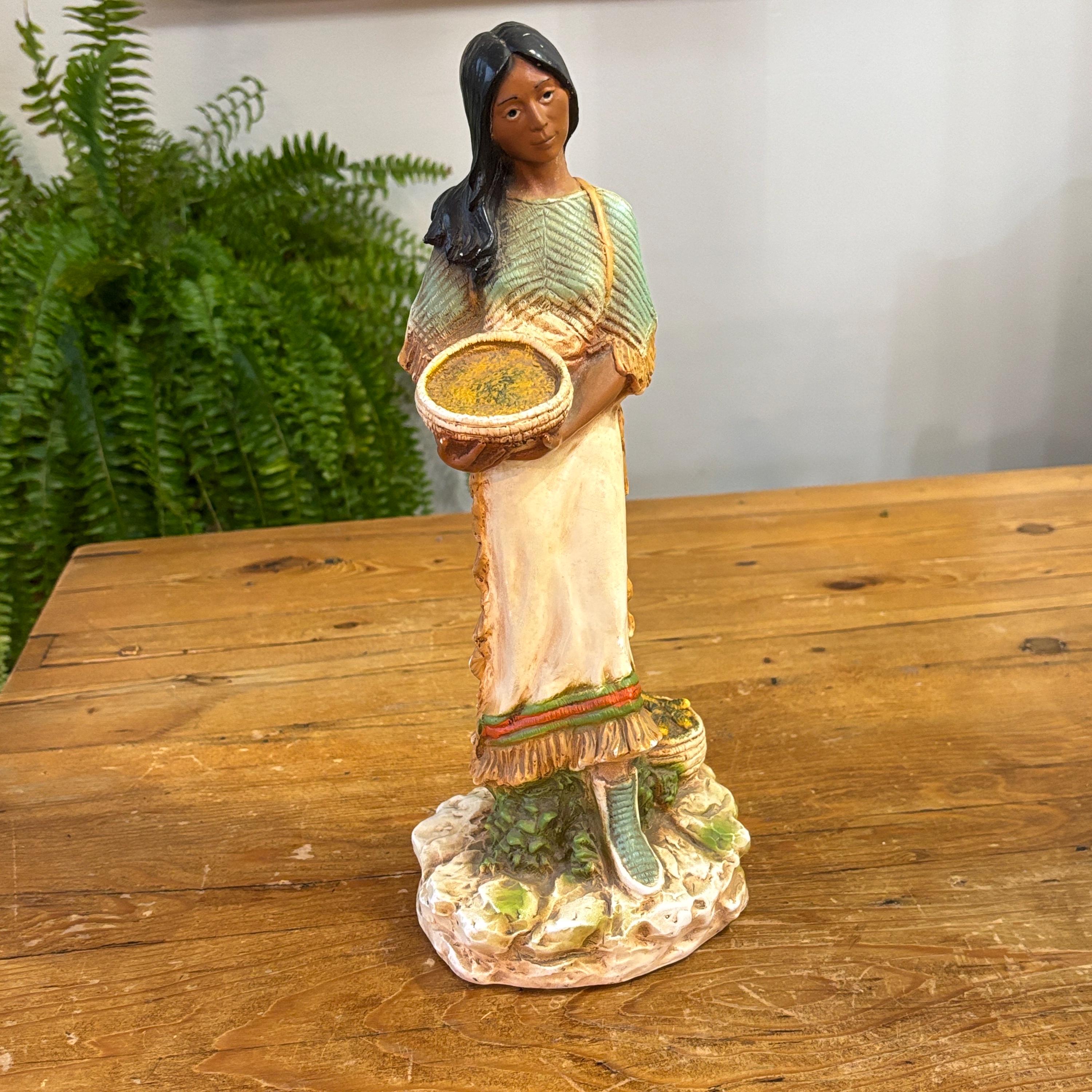 Chalkware Indian and Maiden - Etsy
