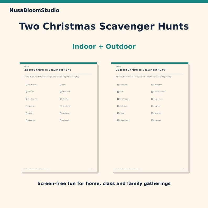Christmas Activities for Kids Ages 4-12, Printable Scavenger Hunt, Holiday Games Activity Pack PDF image 4