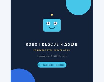 Robot Rescue STEM Escape Room, Ages 7-9, Puzzle Game (PDF)