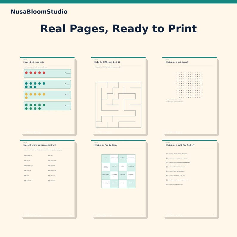 Christmas Activities for Kids Ages 4-12, Printable Scavenger Hunt, Holiday Games Activity Pack PDF image 3
