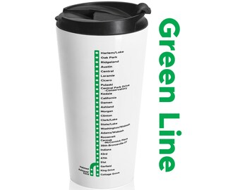 シカゴ グリーンライン トレイン テーマ ステンレススチール タンブラー 鉄道 トラベルマグ