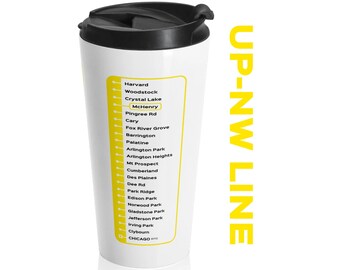 シカゴ UP-NW ライン トレイン テーマ ステンレススチール タンブラー 鉄道 トラベルマグ