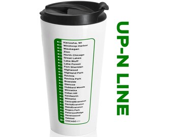 シカゴ UP-N ライン トレイン テーマ ステンレススチール タンブラー 鉄道 旅行