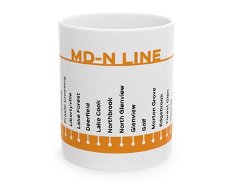 シカゴMD-N線をテーマにしたマグカップ、ミルウォーキー地区北部、鉄道、旅行