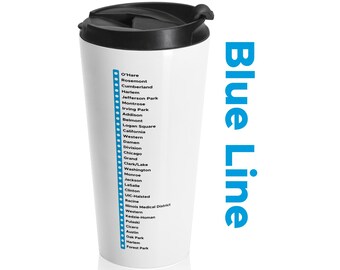 シカゴ ブルーライン トレイン テーマ ステンレススチール タンブラー 鉄道 トラベルマグ