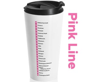 シカゴ ピンクライン トレイン テーマ ステンレススチール タンブラー 鉄道 トラベルマグ