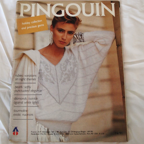 Vintage PINGOUIN Knitting 20 Pattern Magazine Issue 91 HOLIDAY COLLECTION.