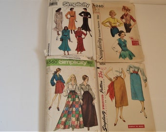 Vintage SIMPLICITY Pattern 2240 Size 14 Pattern 4254 Waist 26 Pattern 8550 Size 12 Pattern8174 Sizes 12 14 16 18.