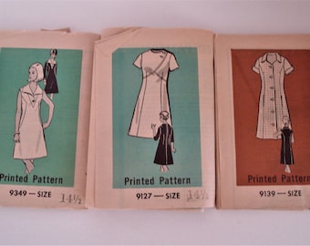Printed Patterns Dresses 9127 Size 14 1/2, 9349 Size 14 1/2, 9139 Size 40 -Uncut.