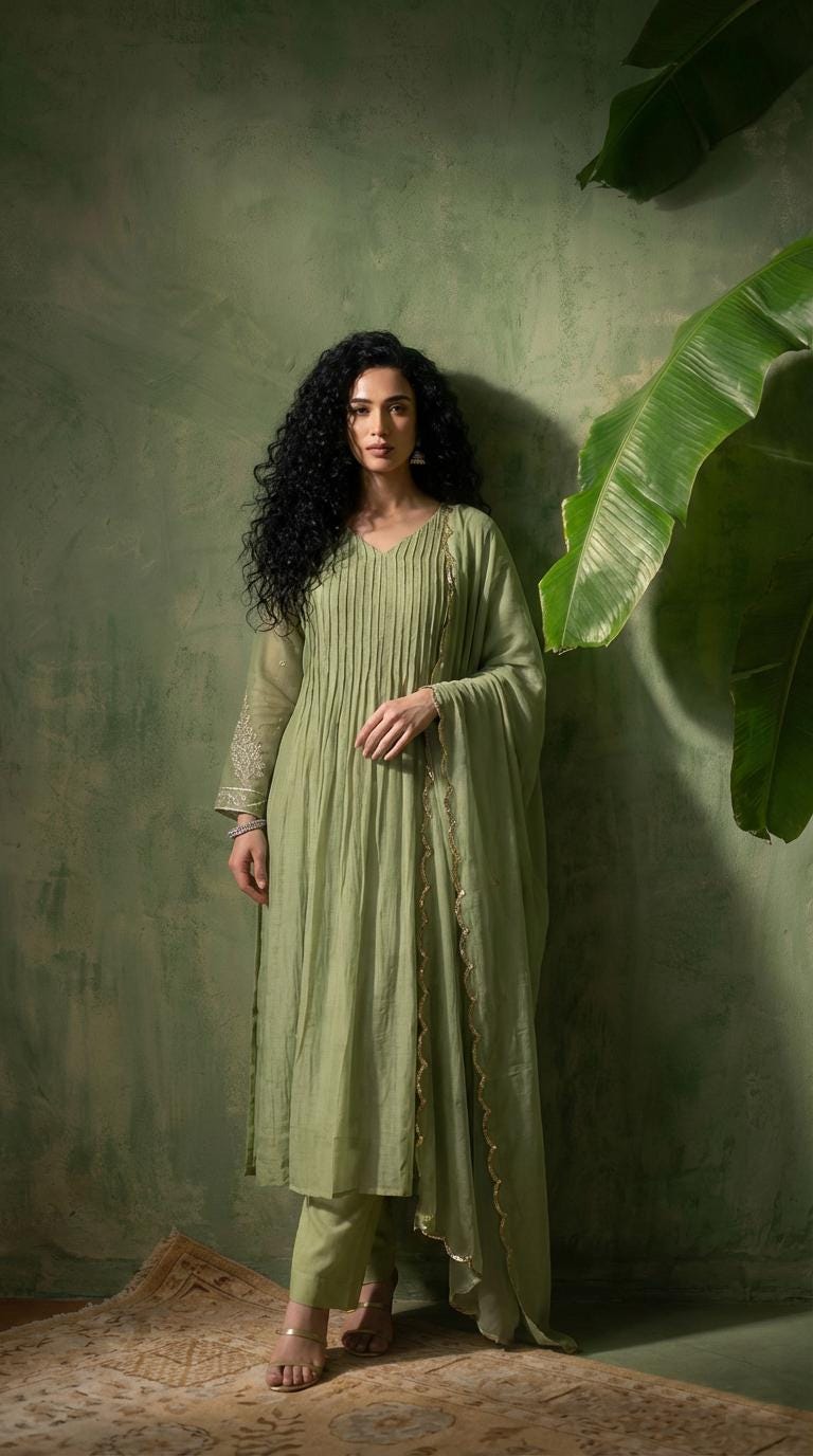 Sage Green Indian Dress - Etsy UK